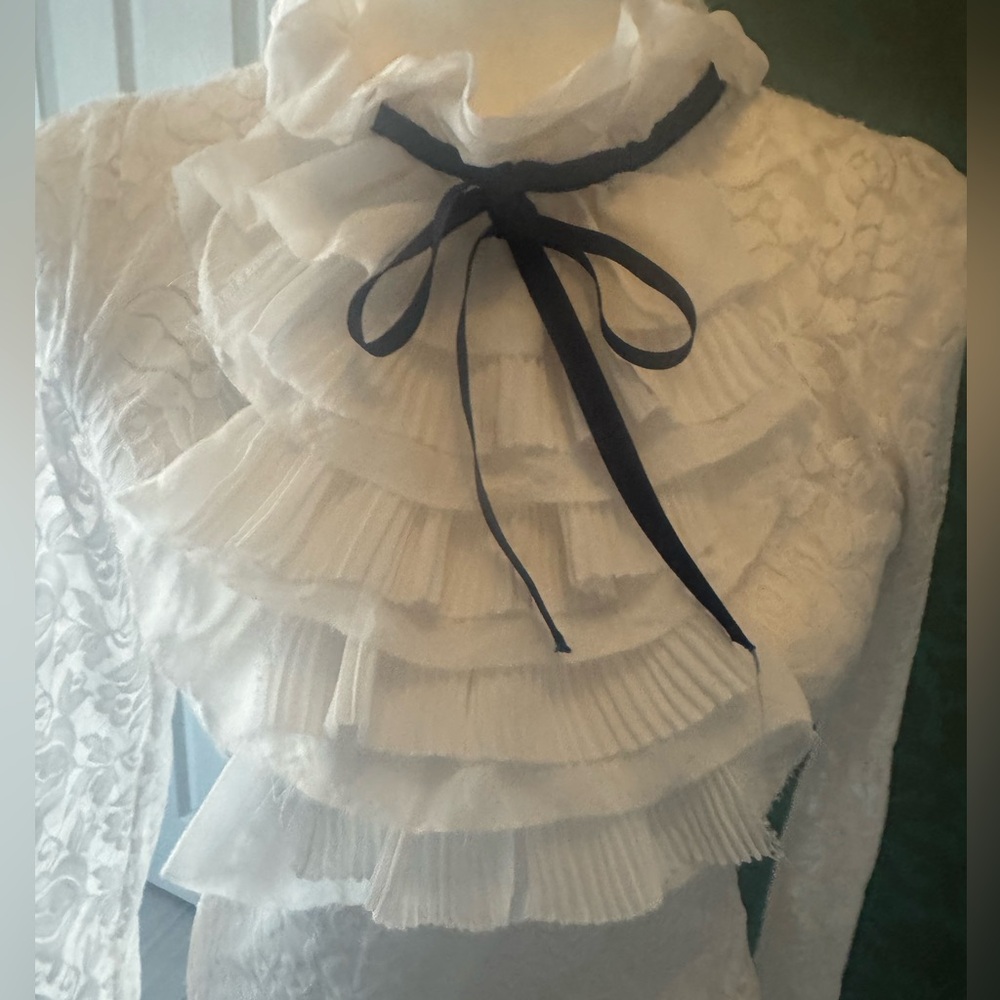 White Lace Ruffle Top - Picture 3 of 14